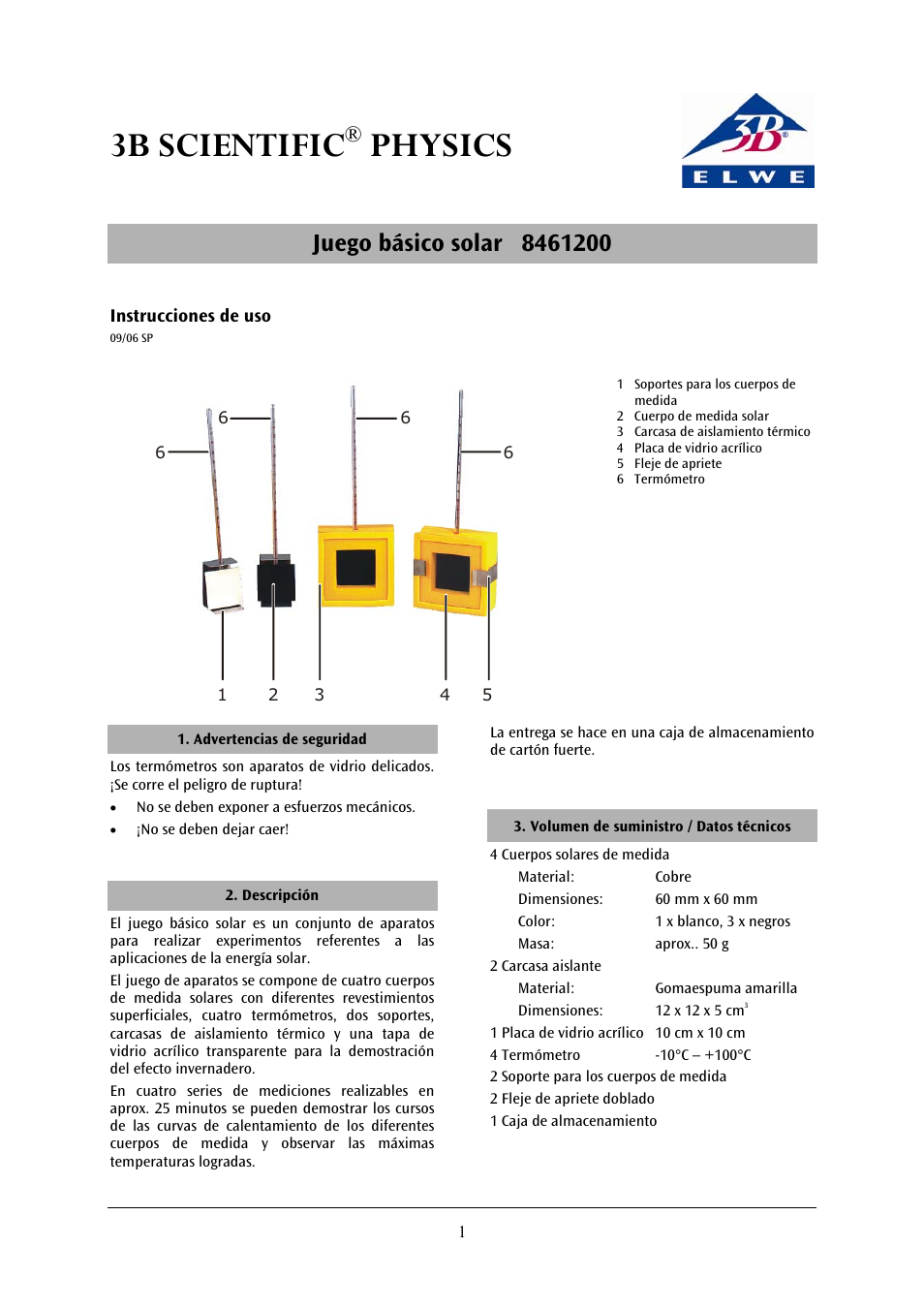 3b scientific, Physics | 3B Scientific Solar Energy Basic Kit User Manual | Page 9 / 12