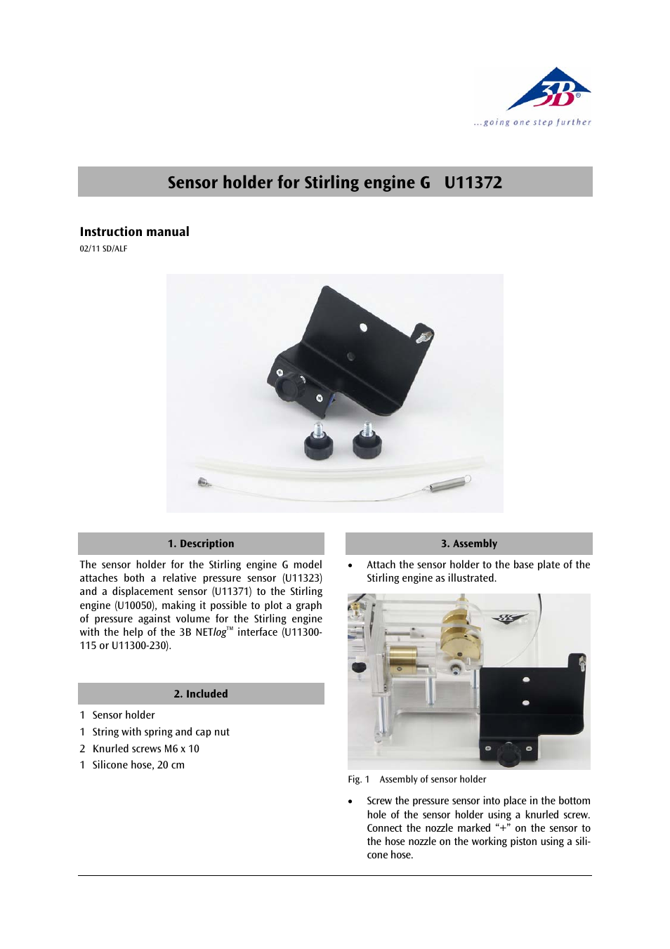 3B Scientific Sensor Holder for Stirling Engine G User Manual | 4 pages
