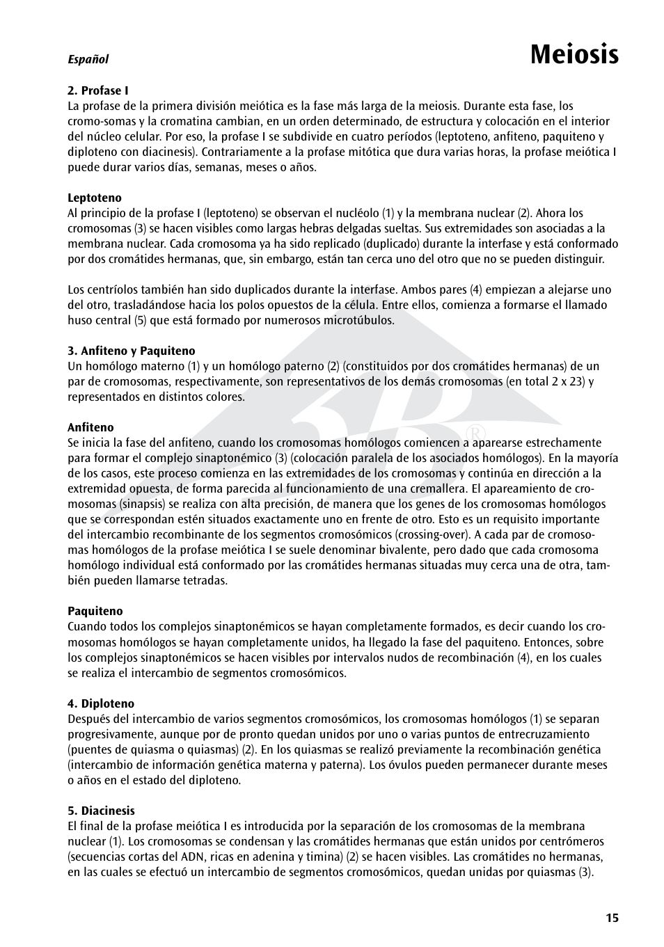 Meiosis | 3B Scientific Cell Division II Chart, Meiosis User Manual | Page 15 / 64