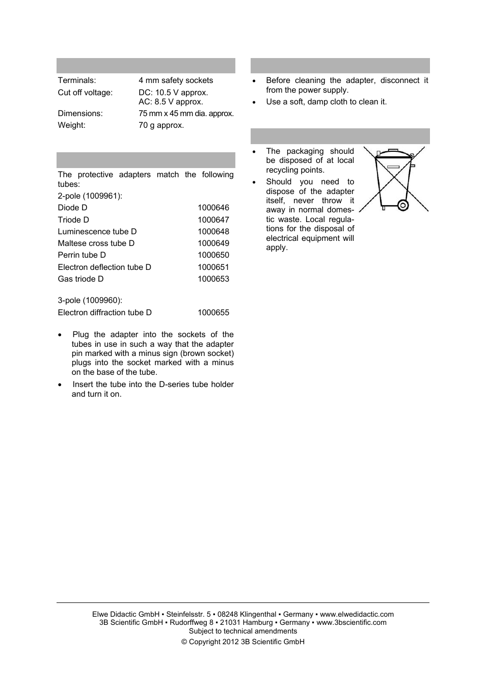 3B Scientific Protective Adapter, 3-Pole User Manual | Page 2 / 2