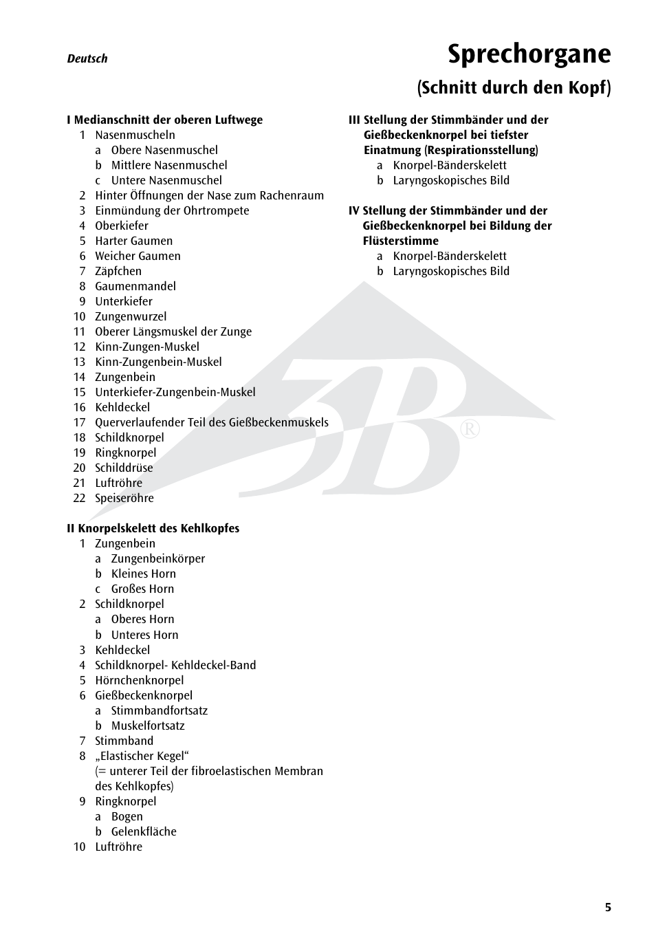 Name, Sprechorgane, Schnitt durch den kopf) | 3B Scientific Speech Organs Chart User Manual | Page 5 / 16