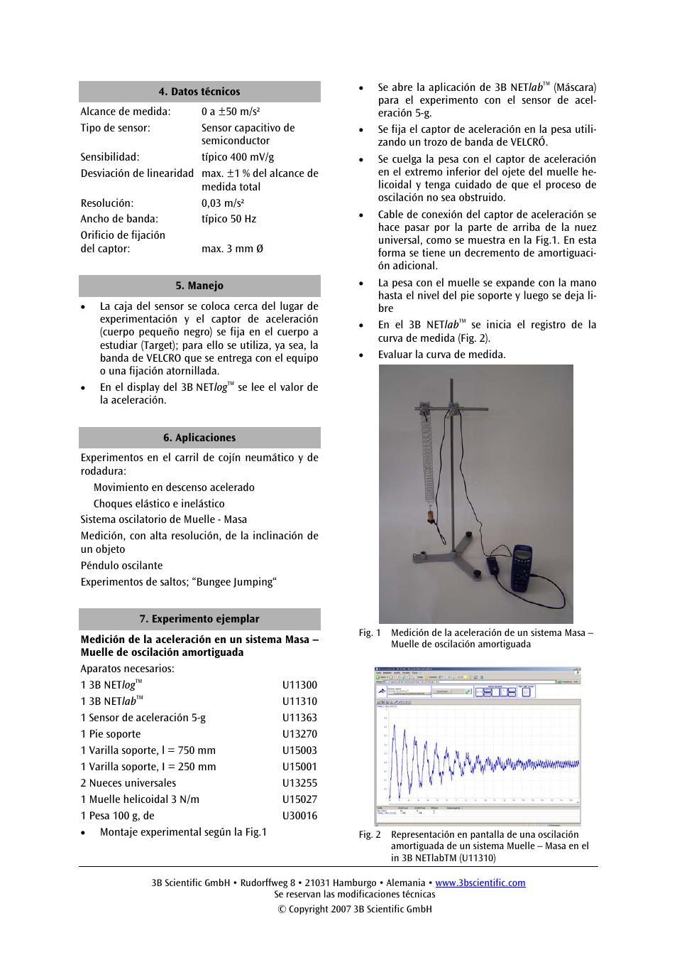 3B Scientific Acceleration Sensor, ±5g User Manual | Page 10 / 12