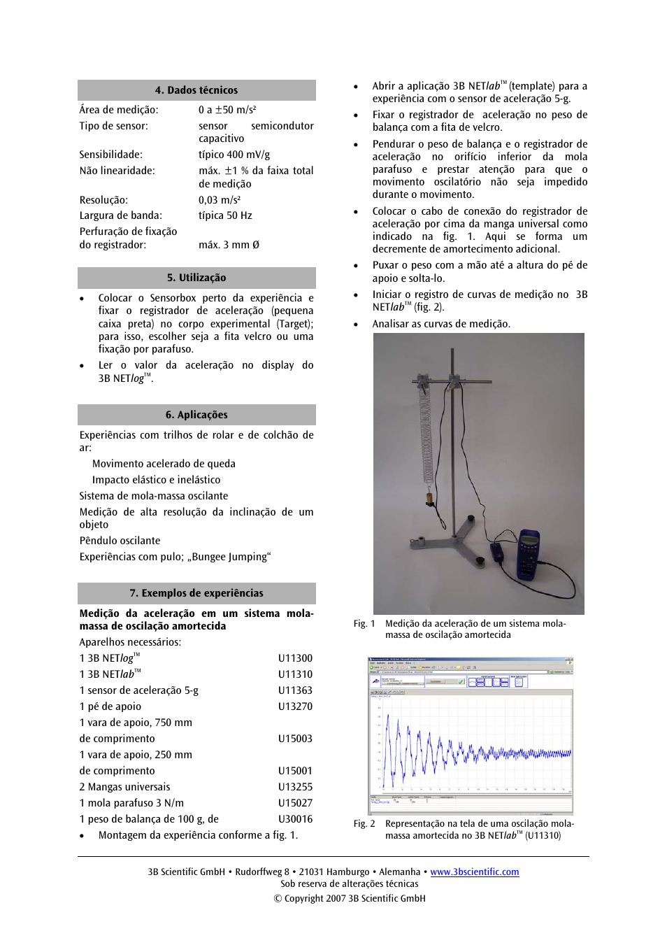 3B Scientific Acceleration Sensor, ±5g User Manual | Page 12 / 12