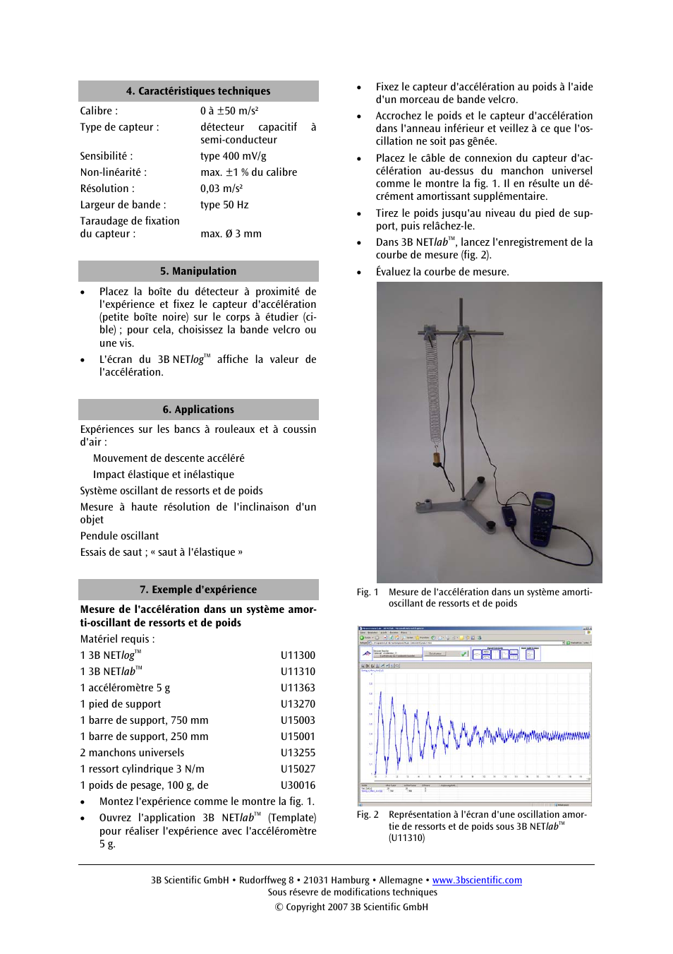 3B Scientific Acceleration Sensor, ±5g User Manual | Page 6 / 12