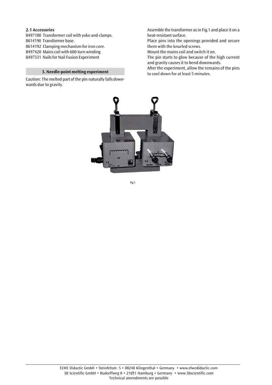 3B Scientific High Current Coil User Manual | Page 2 / 2