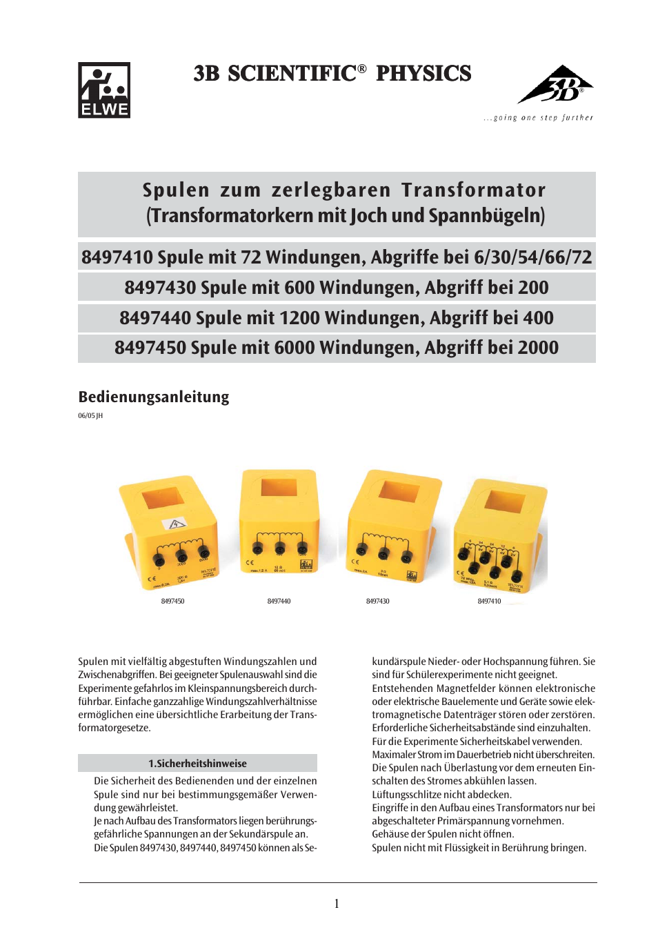 3B Scientific Coil D with 6000 Taps User Manual | 12 pages