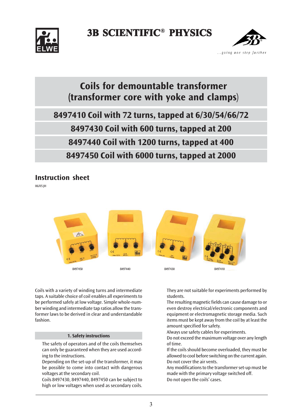 3b scientific | 3B Scientific Coil D with 6000 Taps User Manual | Page 3 / 12