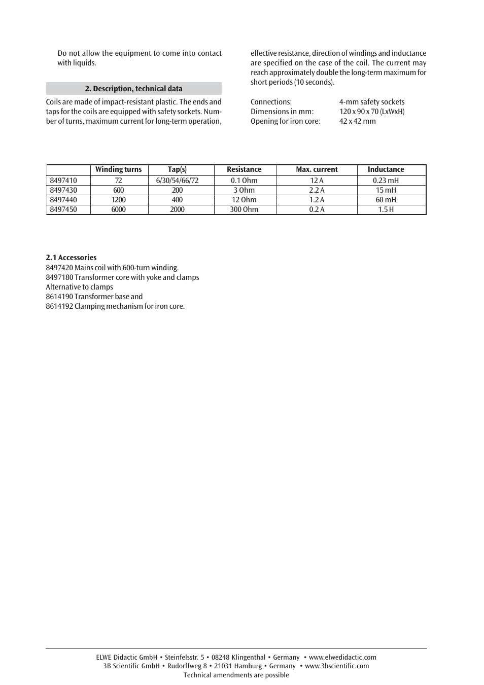 3B Scientific Coil D with 6000 Taps User Manual | Page 4 / 12