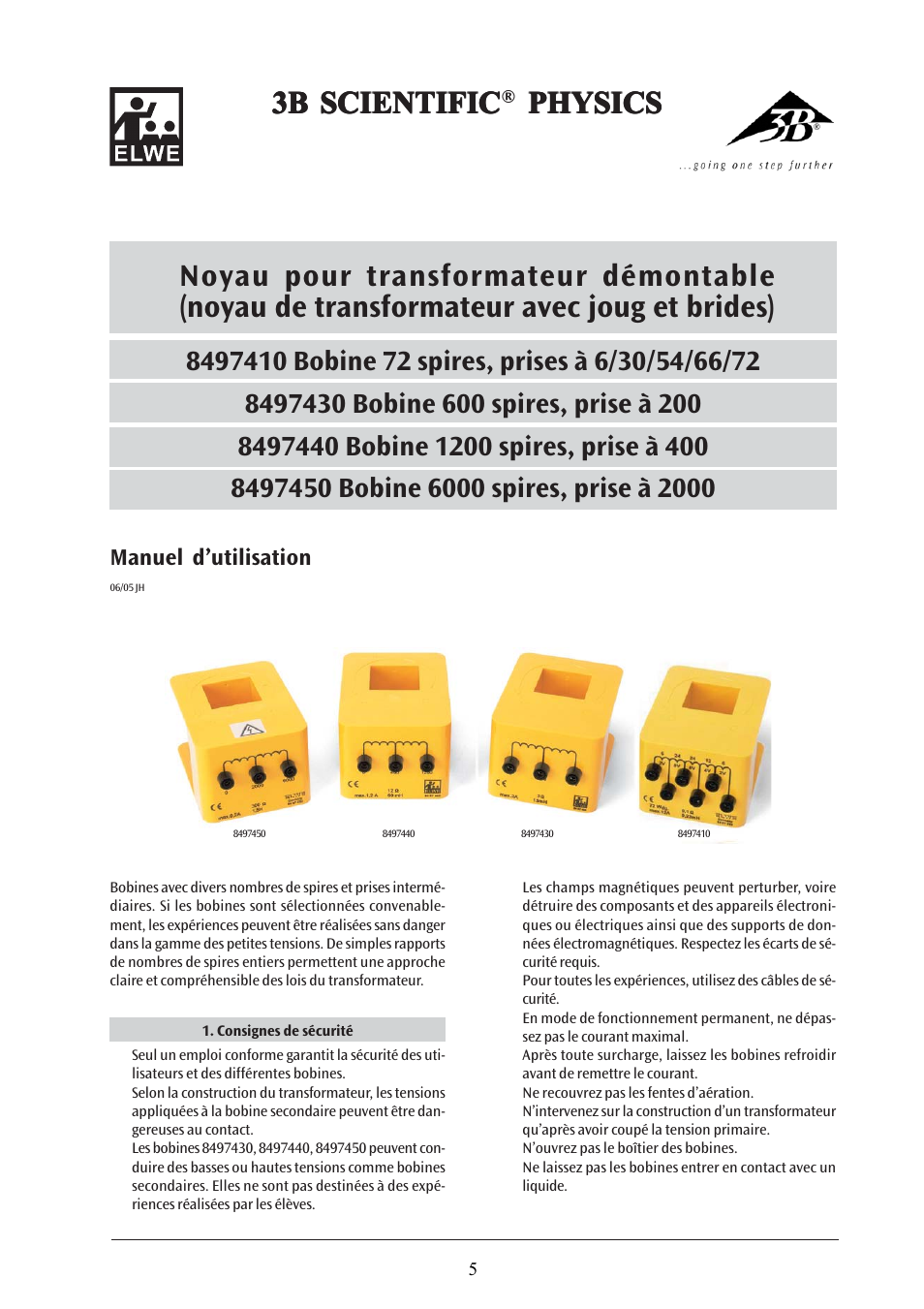 3b scientific, Manuel d’utilisation | 3B Scientific Coil D with 6000 Taps User Manual | Page 5 / 12