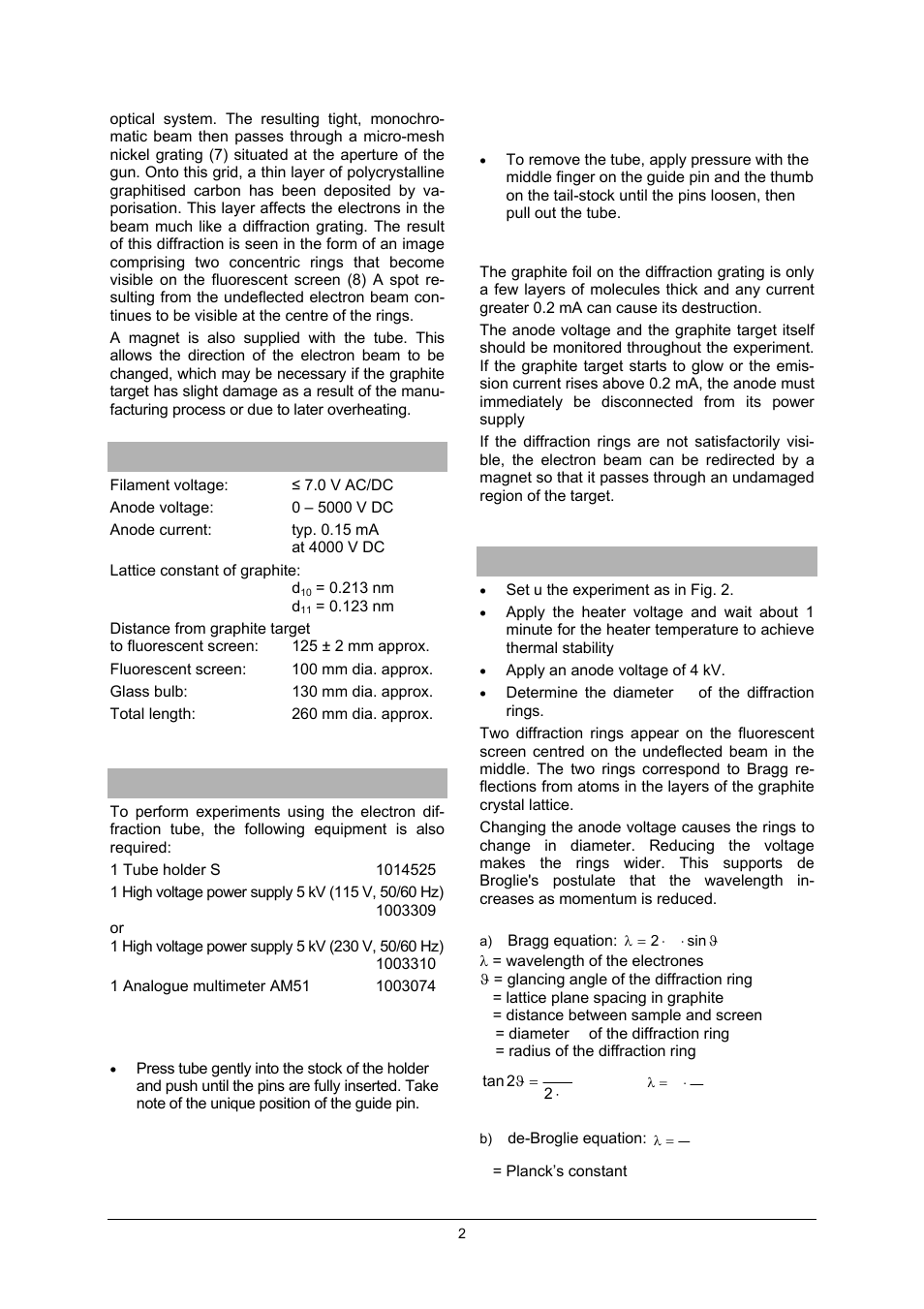 3B Scientific Teltron Electron Diffraction Tube S User Manual | Page 2 / 4