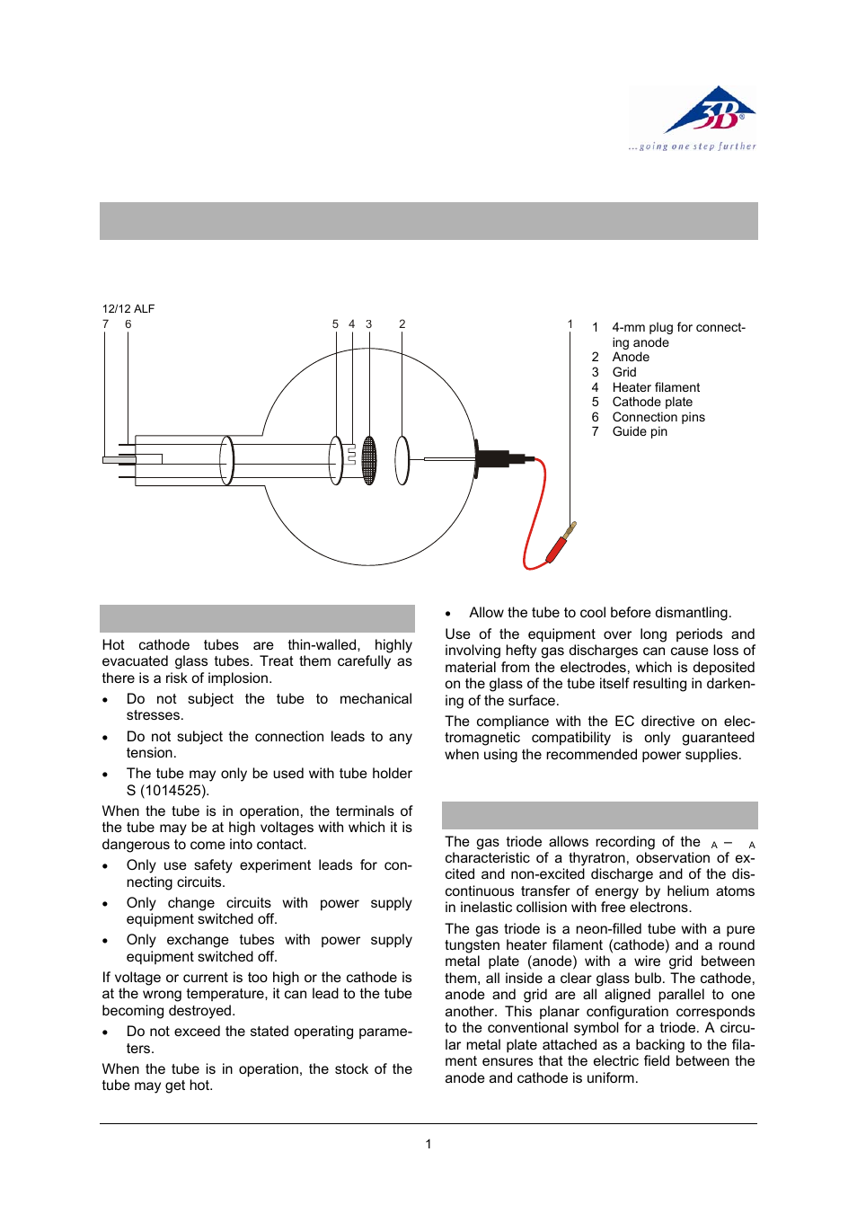 3B Scientific Teltron Triode S, Neon-filled User Manual | 4 pages