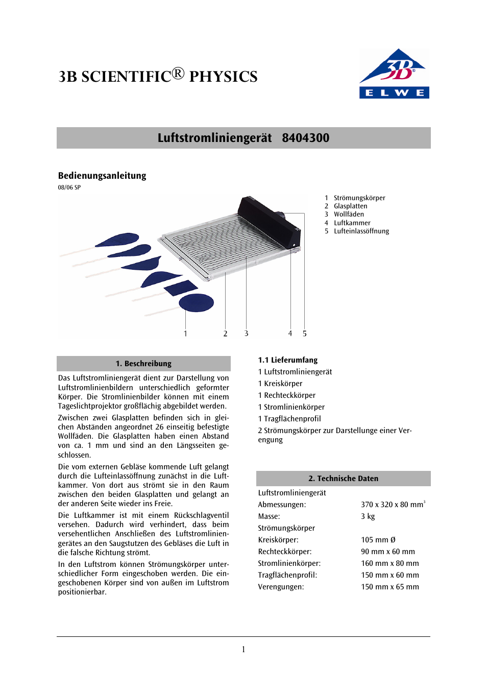 3B Scientific Air Flow Apparatus User Manual | 18 pages