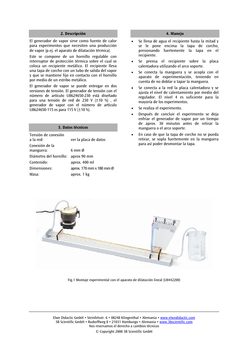 3B Scientific Steam Generator (115 V, 50__60 Hz) User Manual | Page 10 / 12