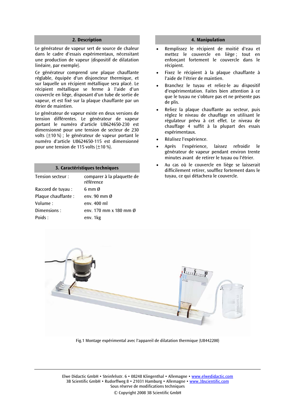 3B Scientific Steam Generator (115 V, 50__60 Hz) User Manual | Page 6 / 12
