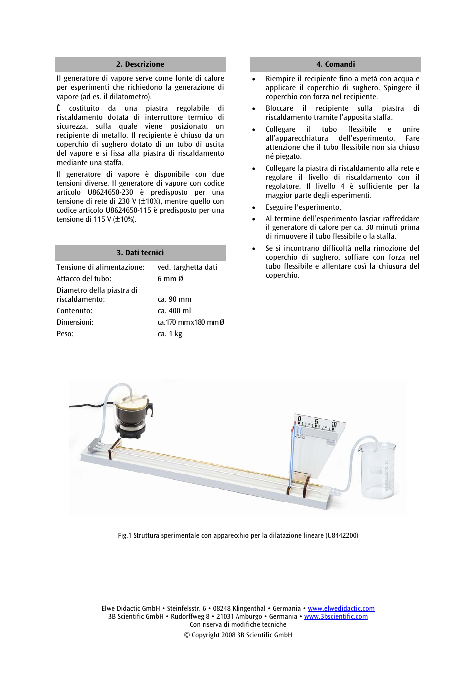 3B Scientific Steam Generator (115 V, 50__60 Hz) User Manual | Page 8 / 12