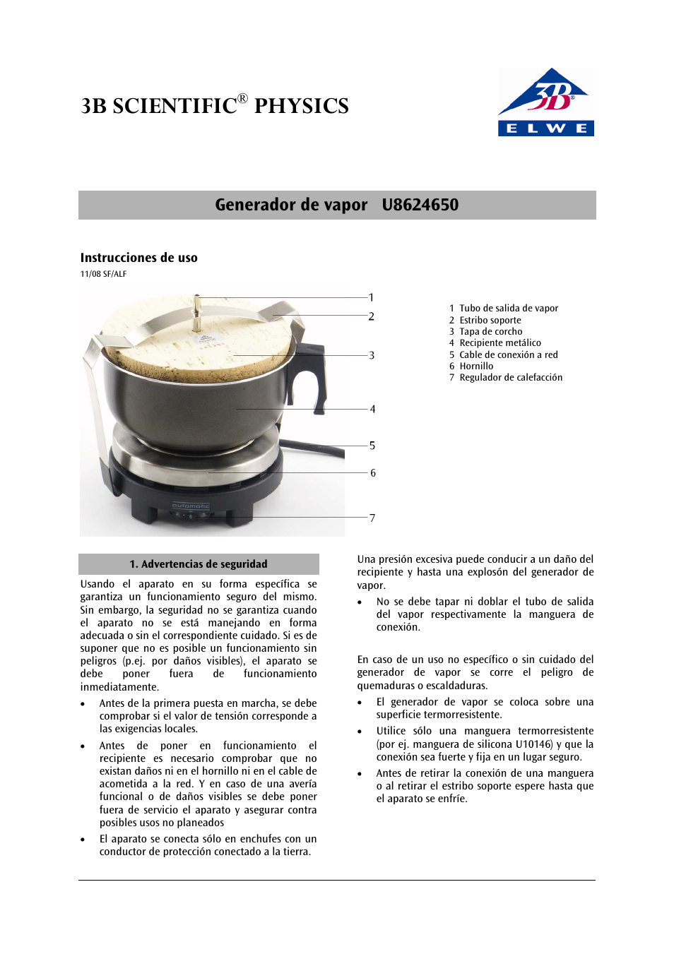 3b scientific, Physics | 3B Scientific Steam Generator (115 V, 50__60 Hz) User Manual | Page 9 / 12
