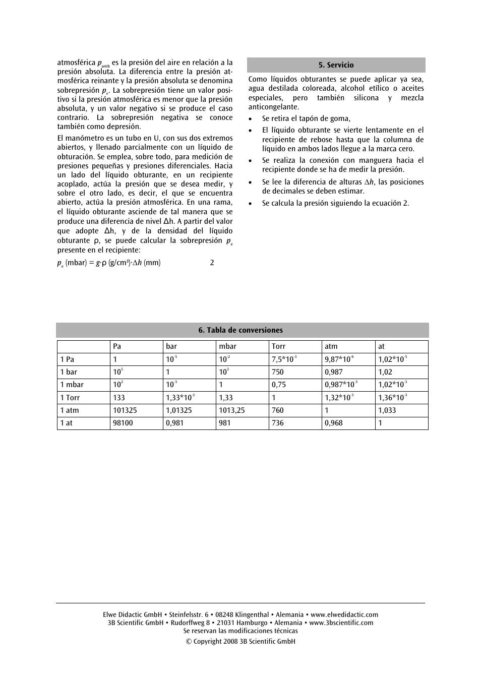 3B Scientific U-Tube Manometer S User Manual | Page 10 / 12
