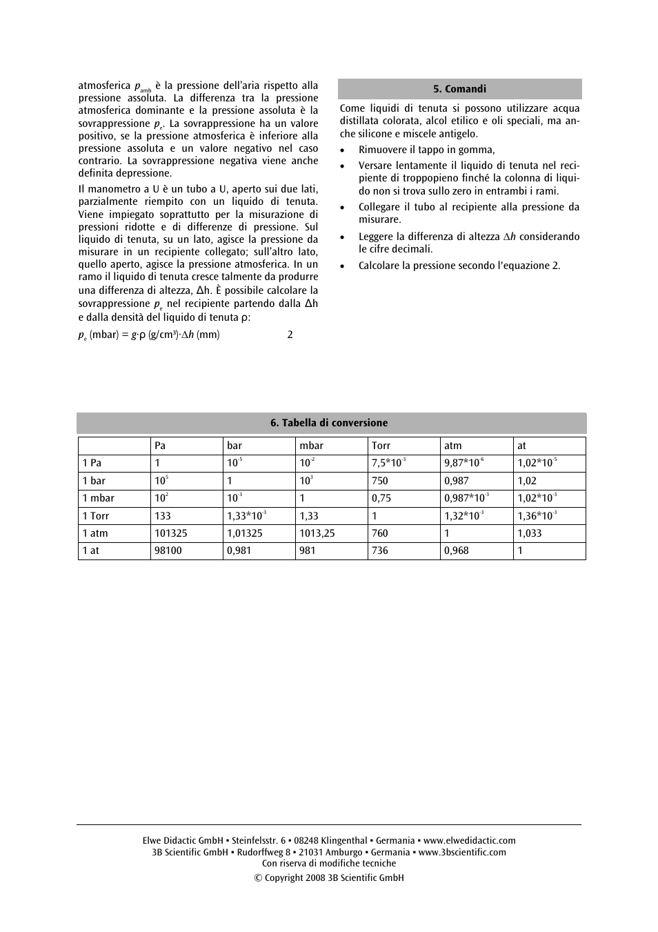 3B Scientific U-Tube Manometer S User Manual | Page 8 / 12