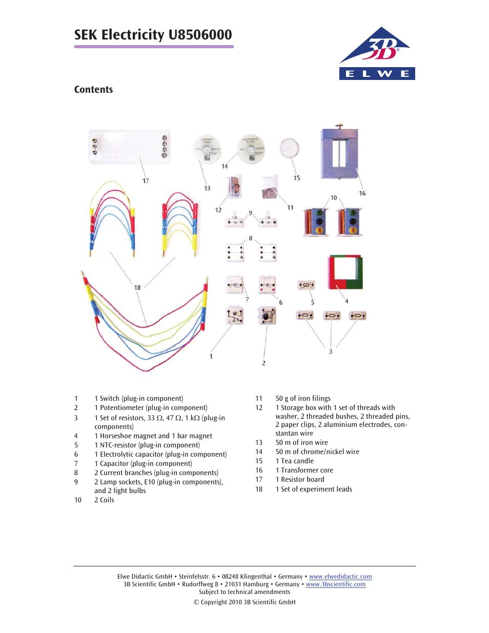 3B Scientific Advanced Electricity and Magnetism Kit User Manual | 3 pages