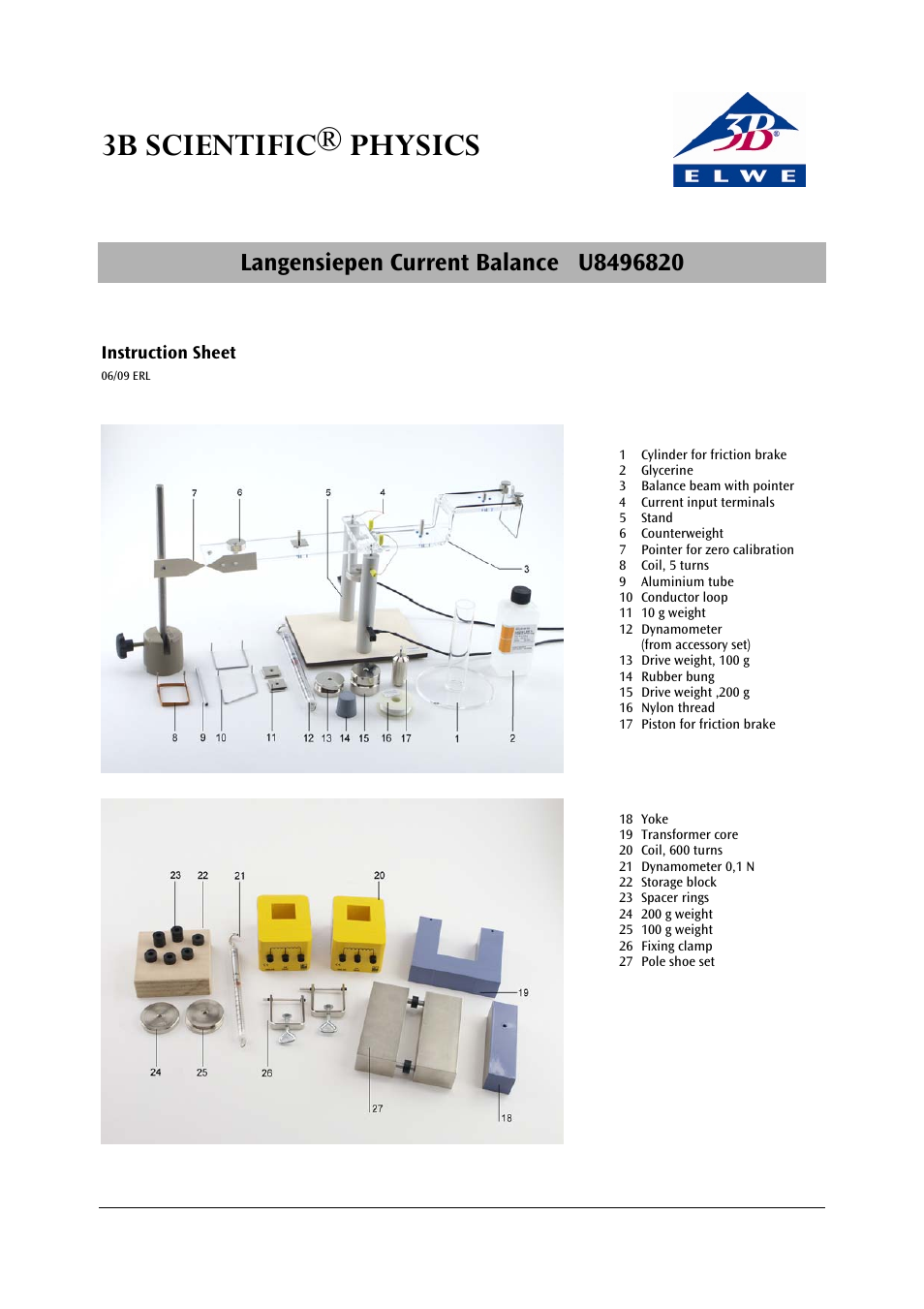 3B Scientific Current Balance According to Langensiepen User Manual | 4 pages