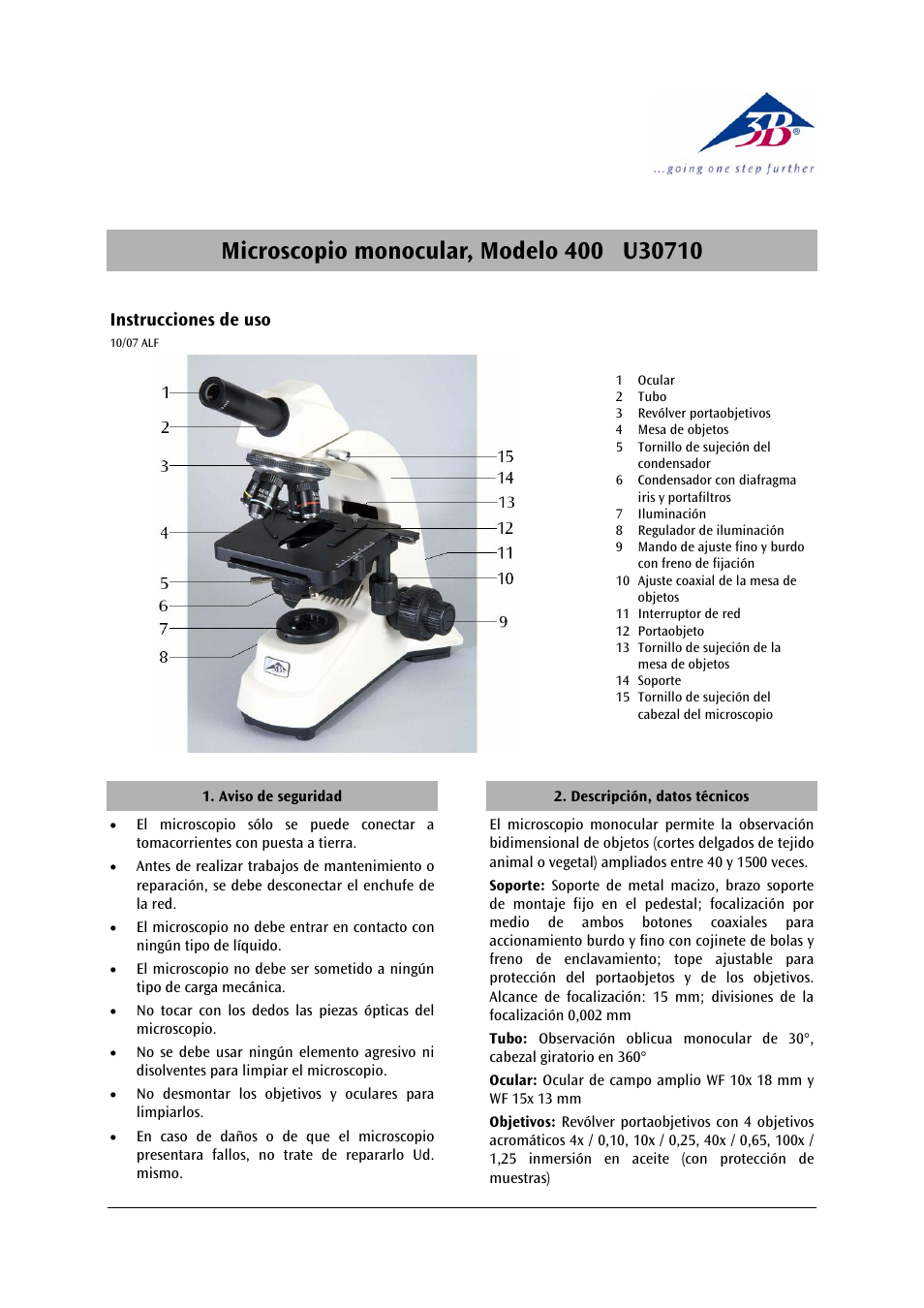 3b scientific, Physics | 3B Scientific Monocular Microscope Model 400 User Manual | Page 13 / 18