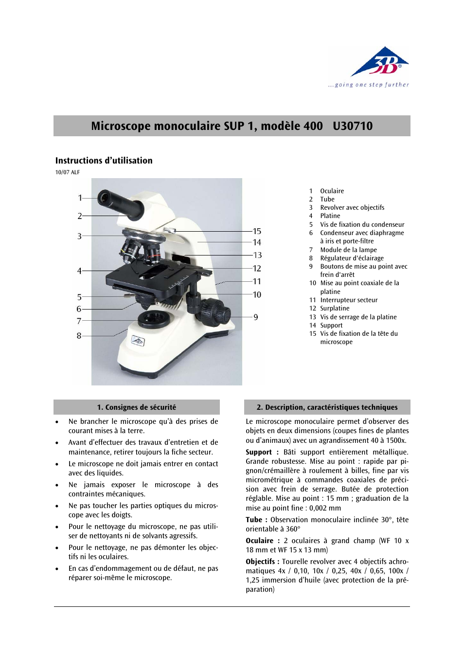 3b scientific, Physics | 3B Scientific Monocular Microscope Model 400 User Manual | Page 7 / 18