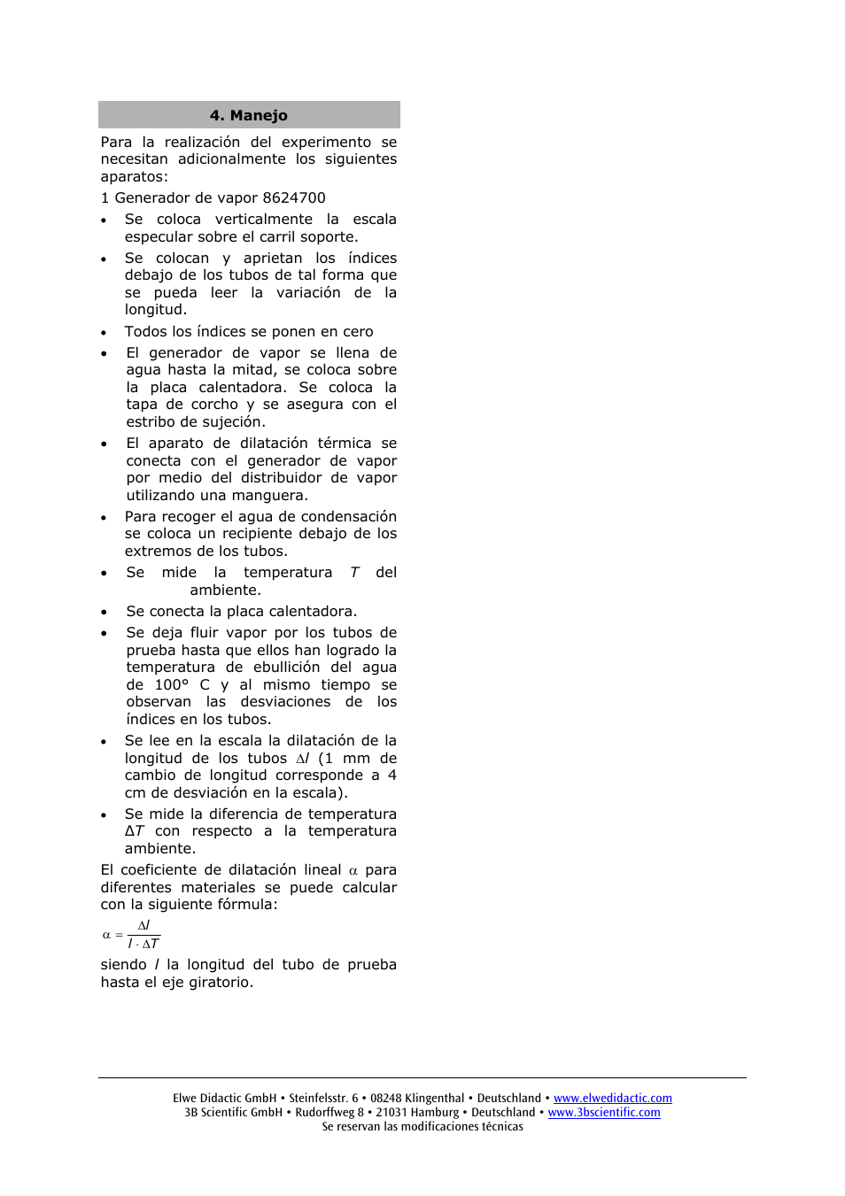 3B Scientific Linear Expansion Apparatus with Three Pointers User Manual | Page 10 / 12