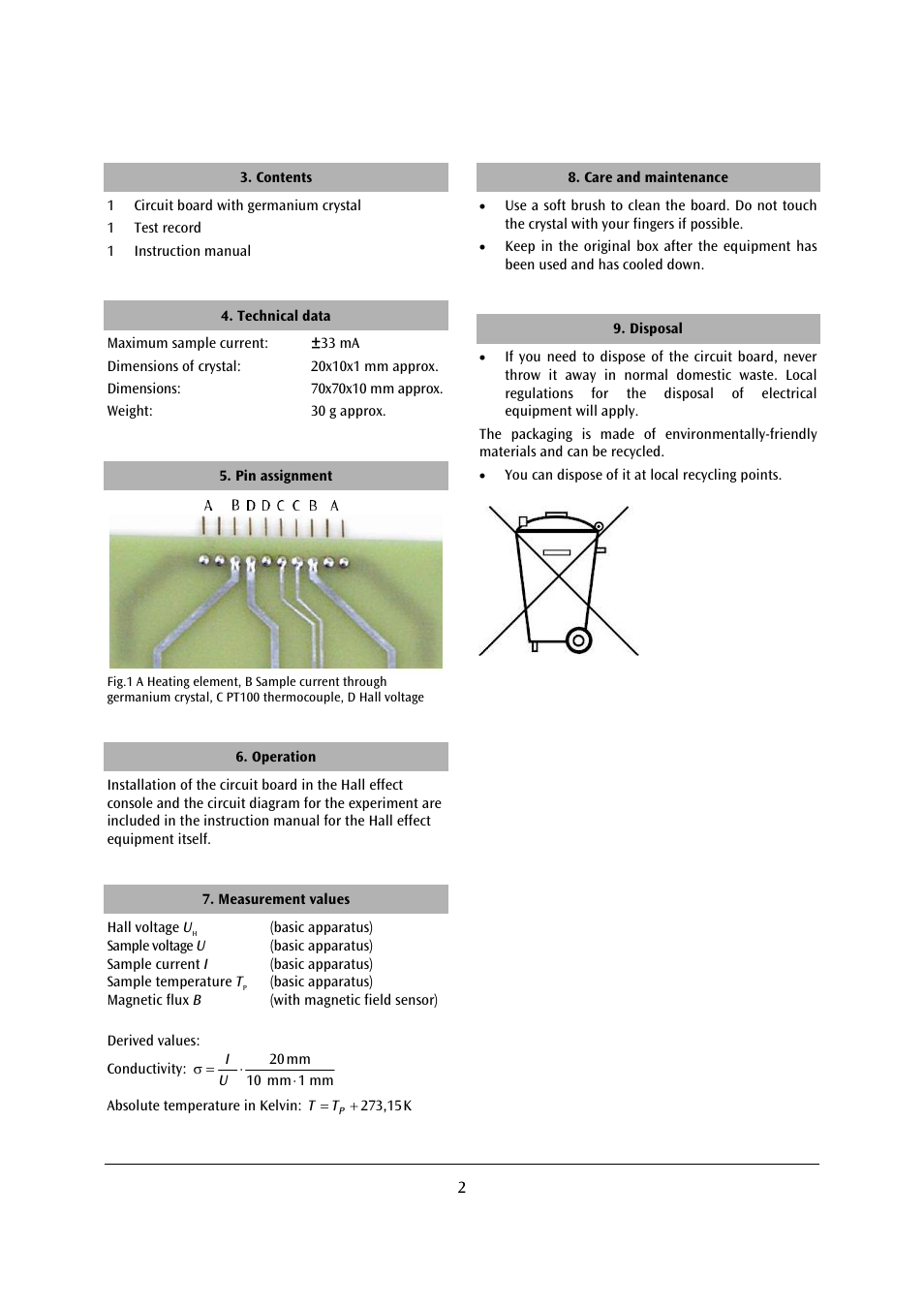 3B Scientific N-Doped Germanium on Printed Circuit Board User Manual | Page 2 / 4