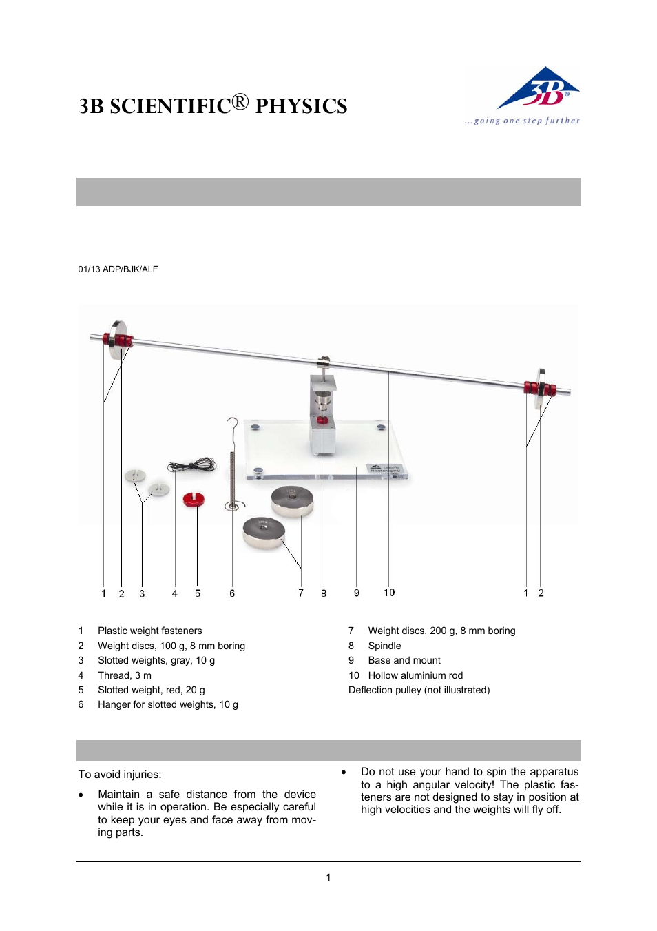 3B Scientific Rotation Apparatus User Manual | 4 pages