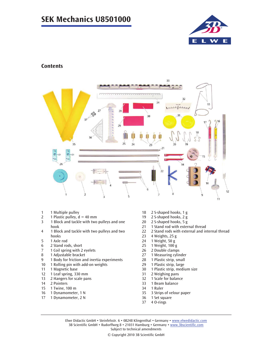 3B Scientific Advanced Mechanics Kit User Manual | 3 pages