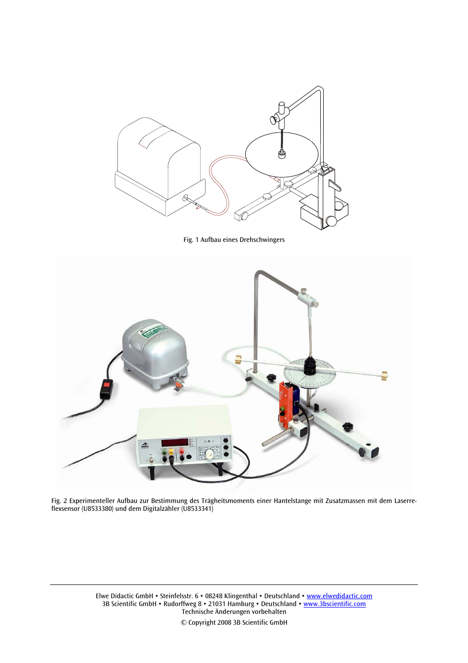 3B Scientific Supplementary Kit for Rotating System on Air Bed User Manual | Page 2 / 12