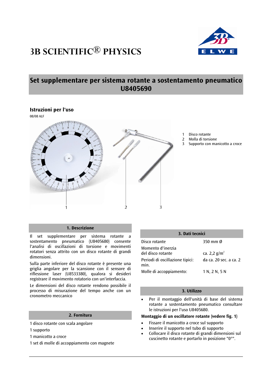 3b scientific® physics | 3B Scientific Supplementary Kit for Rotating System on Air Bed User Manual | Page 7 / 12