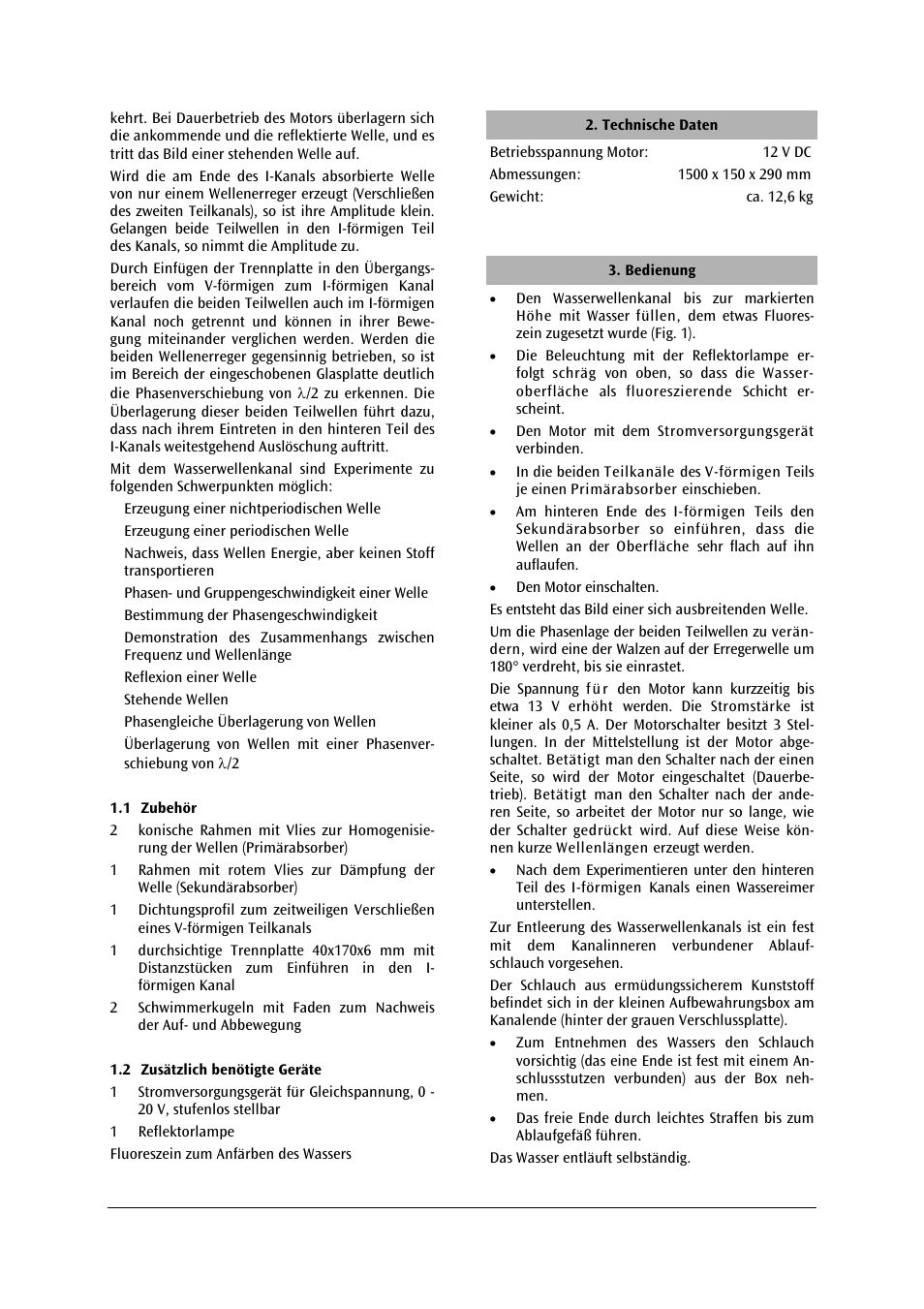 3B Scientific Water Wave Channel User Manual | Page 2 / 36