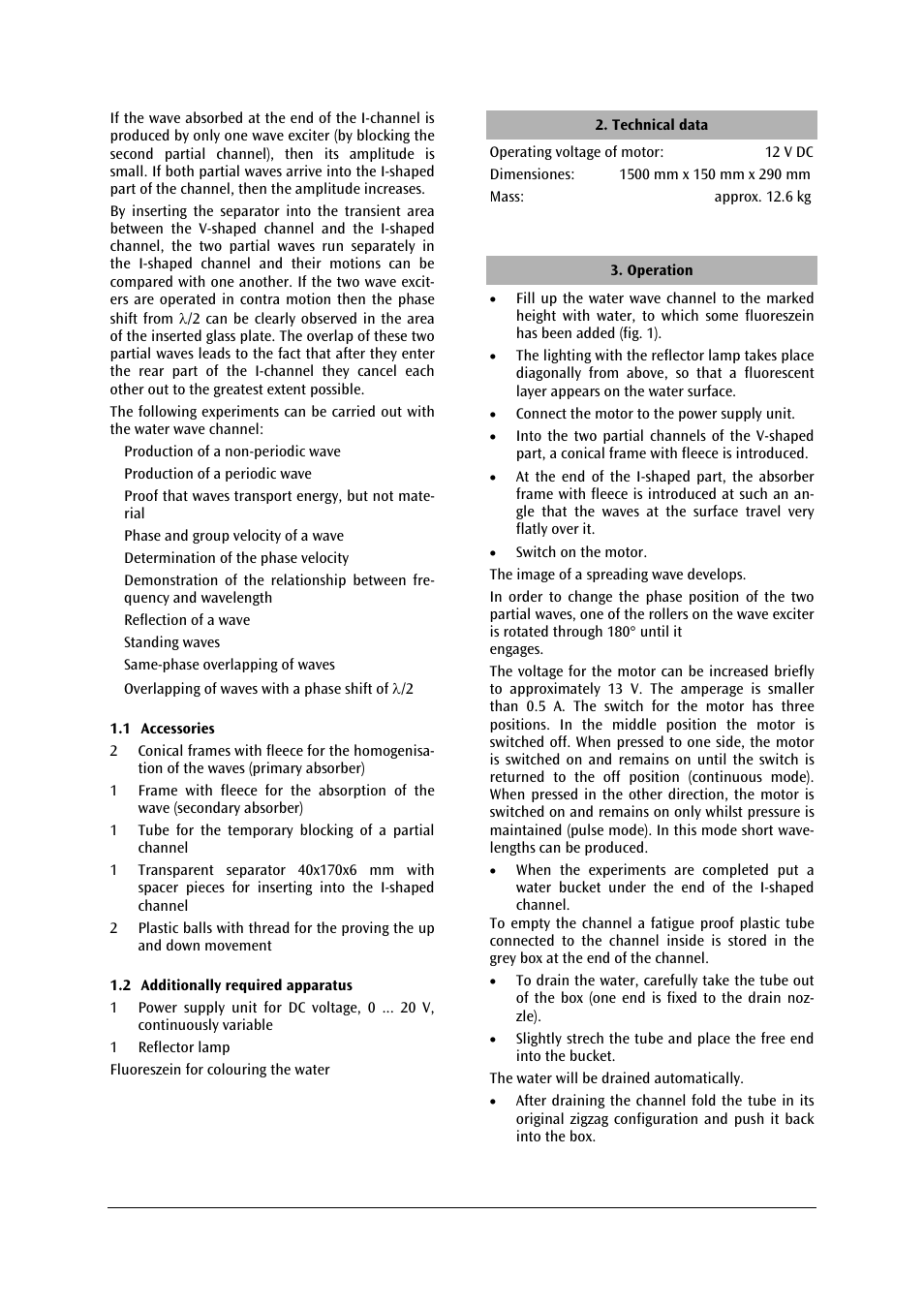 3B Scientific Water Wave Channel User Manual | Page 8 / 36