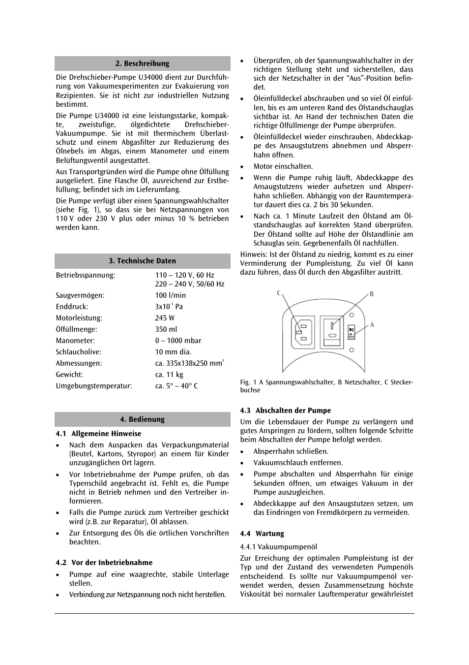 3B Scientific Rotary-Vane Vacuum Pump, Two-Stage User Manual | Page 2 / 24