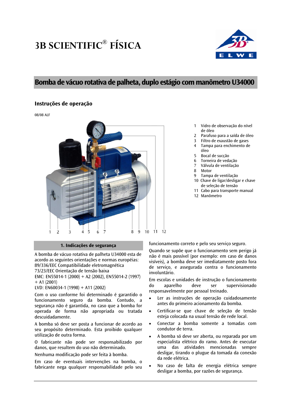 3b scientific, Física | 3B Scientific Rotary-Vane Vacuum Pump, Two-Stage User Manual | Page 21 / 24