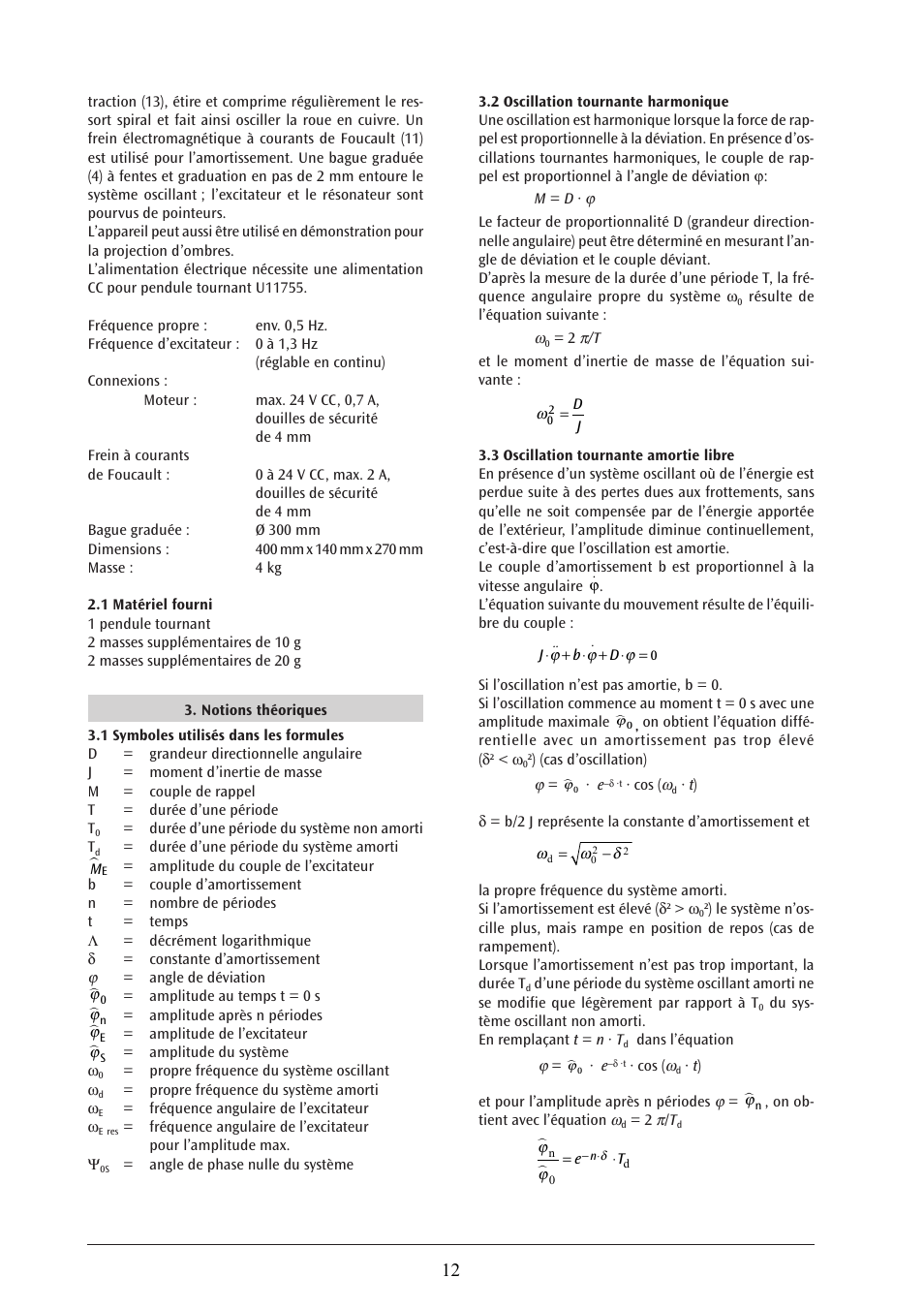 3B Scientific Pohl's Torsion Pendulum User Manual | Page 12 / 30