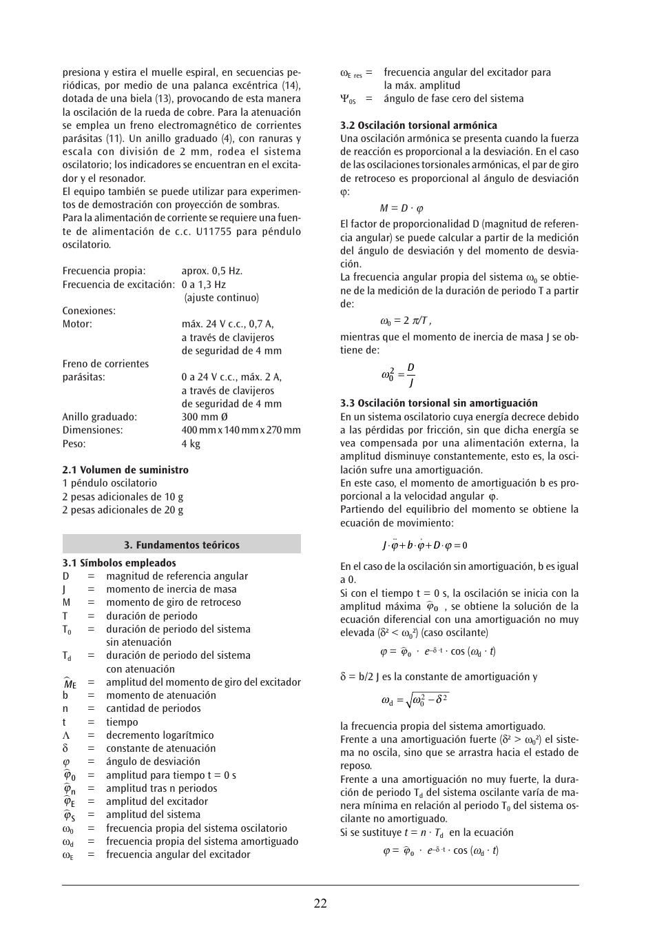 3B Scientific Pohl's Torsion Pendulum User Manual | Page 22 / 30