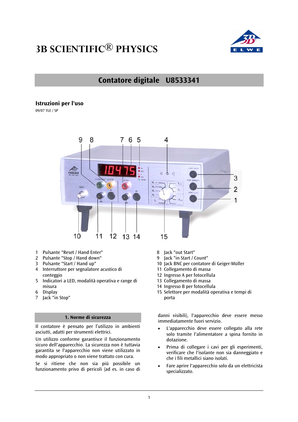 3b scientific® physics | 3B Scientific Digital Counter (115 V, 50__60 Hz) User Manual | Page 10 / 18