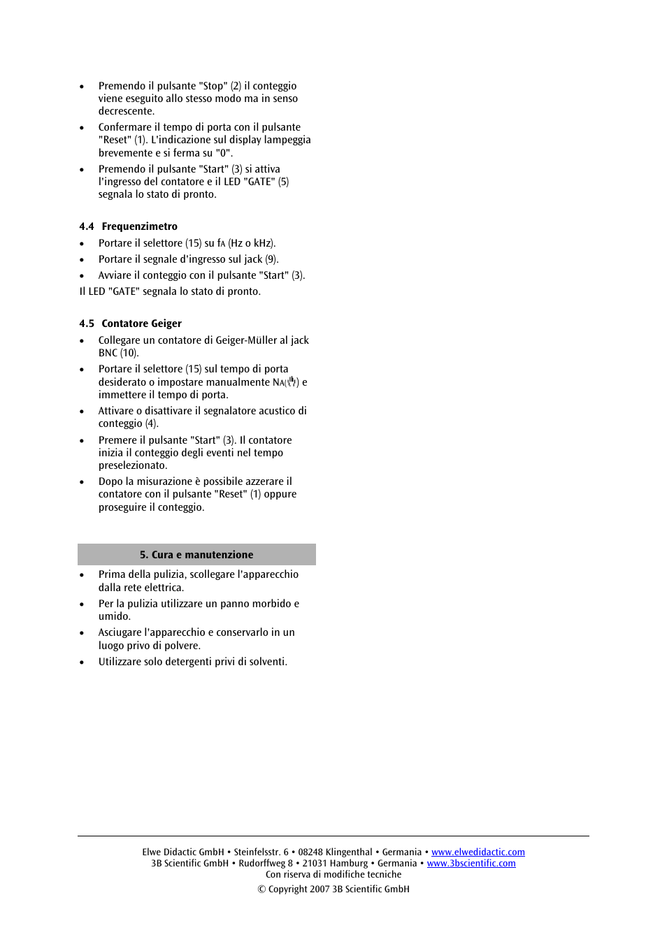 3B Scientific Digital Counter (115 V, 50__60 Hz) User Manual | Page 12 / 18