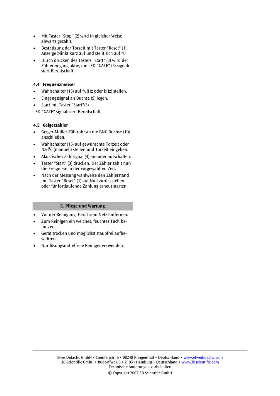 3B Scientific Digital Counter (115 V, 50__60 Hz) User Manual | Page 3 / 18