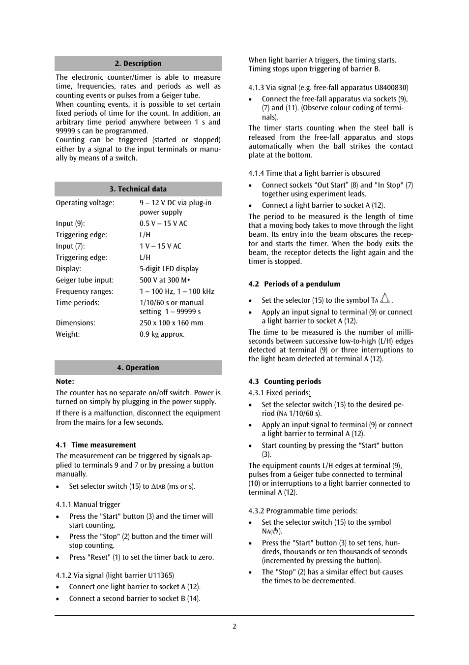 3B Scientific Digital Counter (115 V, 50__60 Hz) User Manual | Page 5 / 18