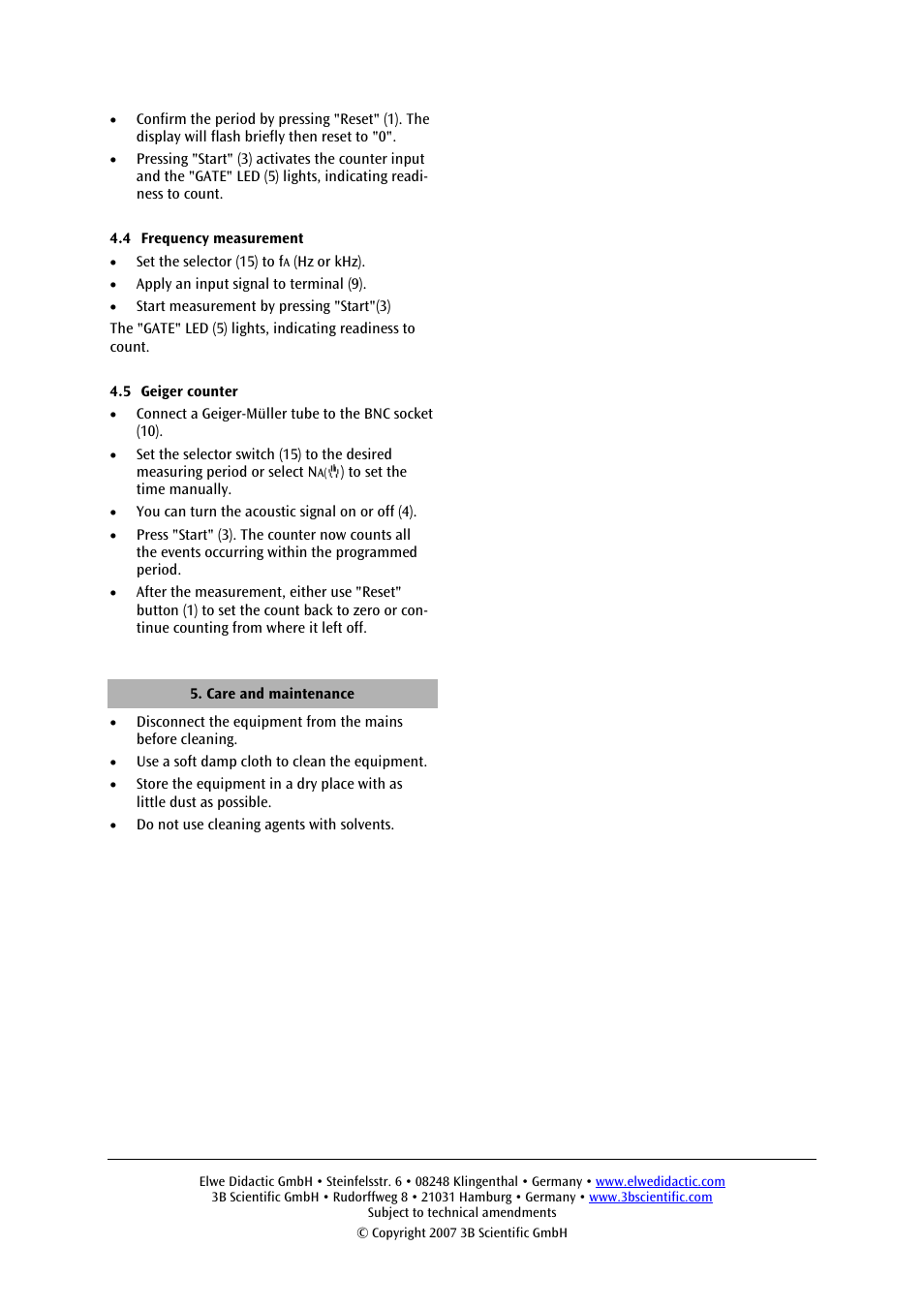 3B Scientific Digital Counter (115 V, 50__60 Hz) User Manual | Page 6 / 18