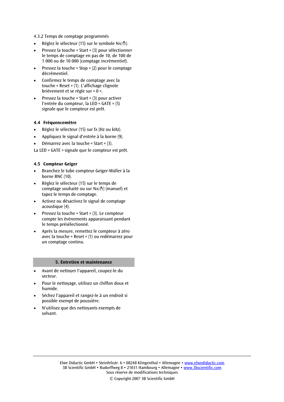 3B Scientific Digital Counter (115 V, 50__60 Hz) User Manual | Page 9 / 18