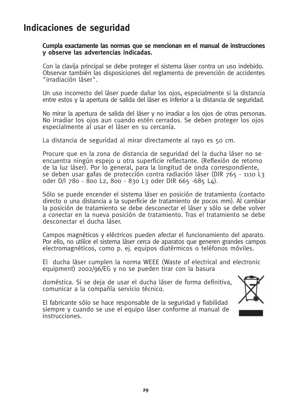 Indicaciones de seguridad | 3B Scientific 3B LASER SHOWER User Manual | Page 29 / 40