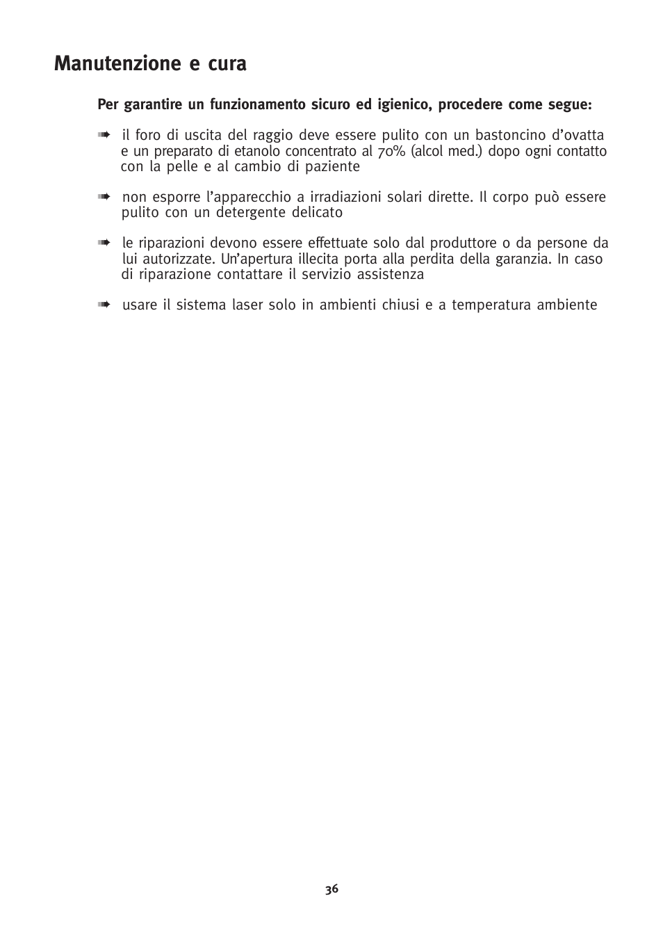 Manutenzione e cura | 3B Scientific 3B LASER SHOWER User Manual | Page 36 / 40