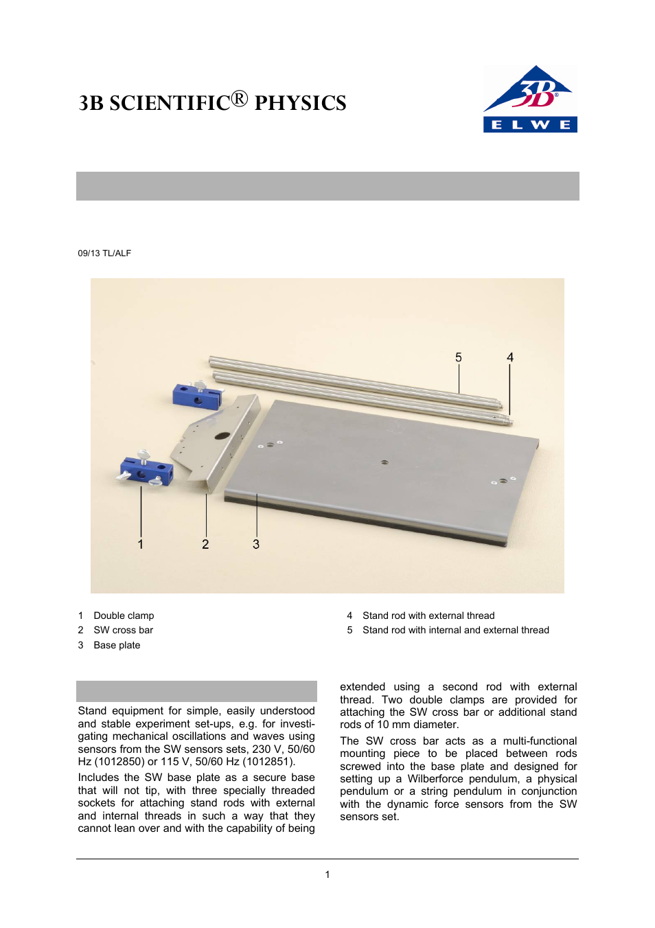 3B Scientific SW Stand Equipment Set User Manual | 4 pages