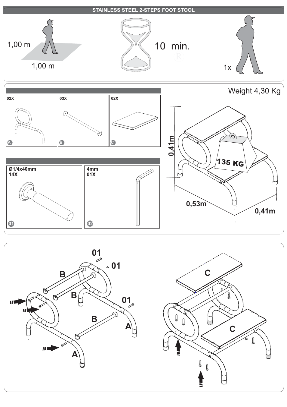 Manual - pag. 2, 10 min | 3B Scientific 2-Step Foot Step User Manual | Page 2 / 2