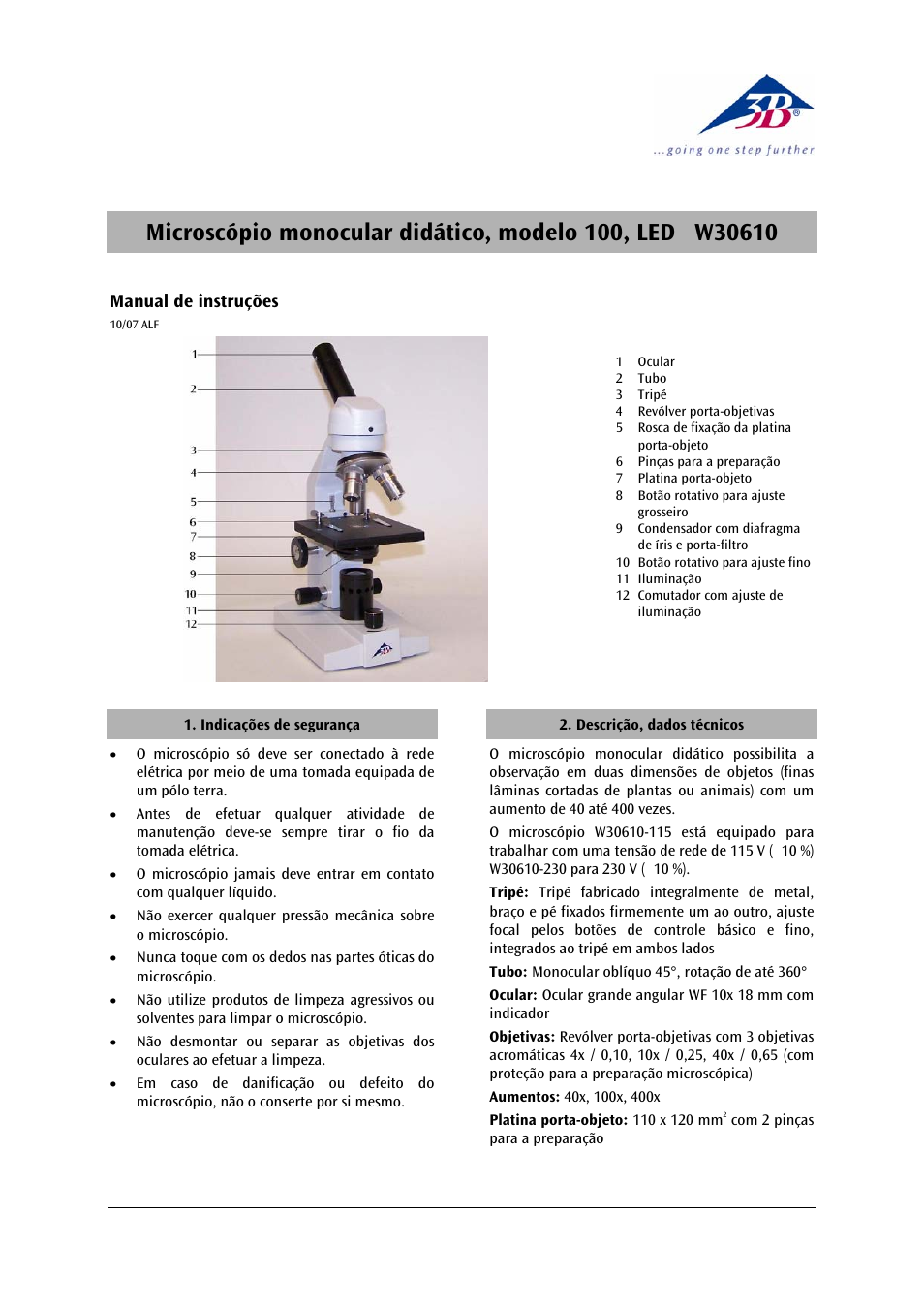 3b scientific, Physics | 3B Scientific Digital Course Microscope Model 100, LED (230 V, 50__60 Hz) User Manual | Page 11 / 12