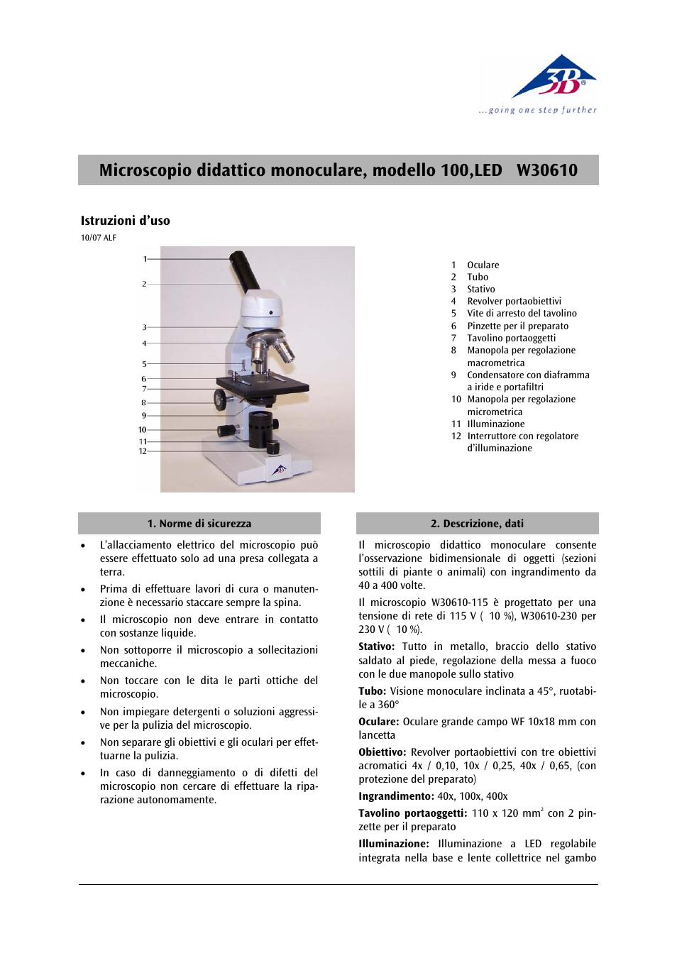 3b scientific, Physics | 3B Scientific Digital Course Microscope Model 100, LED (230 V, 50__60 Hz) User Manual | Page 7 / 12